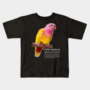 Lutino rosy-faced lovebird white text Kids T-Shirt